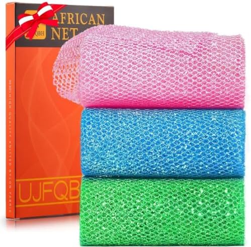 UJFQBH 3 Piece Bright Style African exfoliating net Exfoliating Shower Set Long by BuyNow