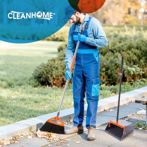 CLEANHOME Heavy Duty Outdoor Broom and Dustpan Set - Image 2
