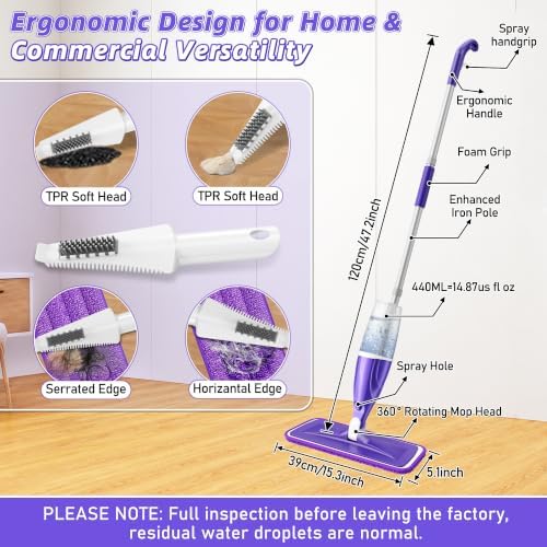 Wet Dry Mops for Floor Cleaning: Spray Mops Hardwood Floor Mop Refillable - Image 4
