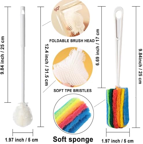 Bottle Cleaning Brush Set, Long Handle Bottle and Straw Cleaner Brush - Image 2