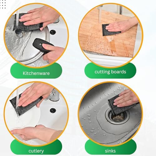 Steel Wool Scrub Sponges, Non Scratch Kitchen Dish Scrubbers - Image 6