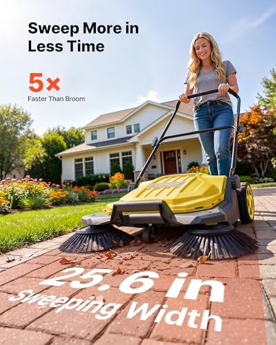 VEVOR Walk-Behind Hand Push Floor Sweeper, Manual Floor Sweeper Non-Electric - Image 2