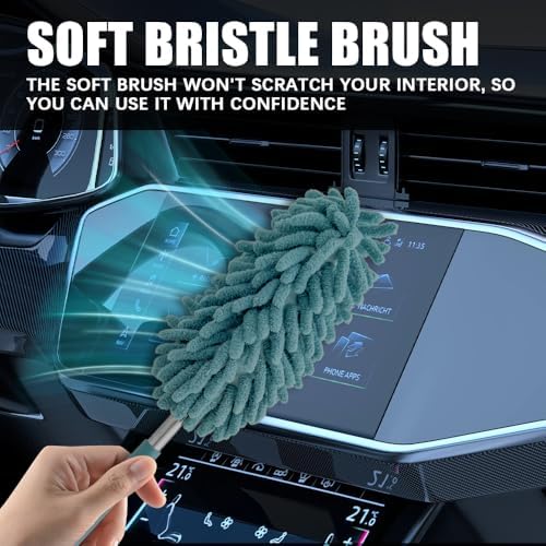 2PCS Car Interior Duster with Extension Pole, Car Detailing Supplies, Soft - Image 6