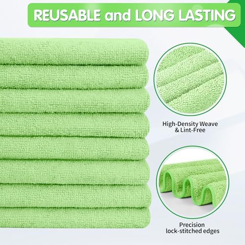 FIXSMITH Sage Green Microfiber Cleaning Cloth -Pack of 8, Highly Absorbent - Image 2