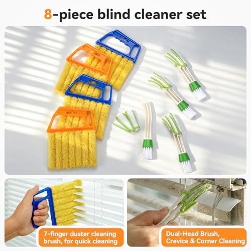 8PCS Window Blind Cleaner Duster Tool, 7-Finger Microfiber Blind Duster - Image 4