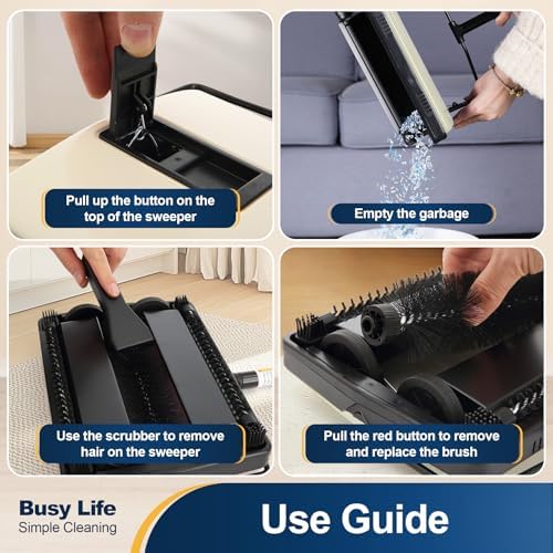 Yocada Manual Carpet Sweeper Cleaner Household Sweeper 1*Extra Brush - Image 3