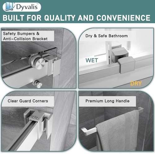 55-60" W x 72"H Frameless Double Sliding Shower Door - Image 5