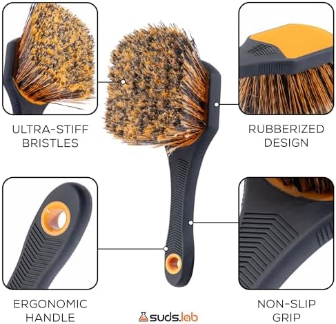Suds Lab Wheel Spoke Brush, Rubberized Handle, Soft Bristle, Rim Cleaner - Image 6