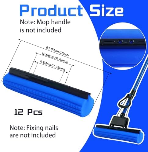 12 Pcs Roller Mop Refill Blue PVA Sponge Mop Head Replacement Bulk Absorbent - Image 2