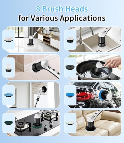 Electric Spin Scrubber, Cordless Power Shower Cleaning Brush - Image 7