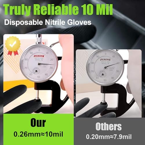 TREEGO 10 Mil Heavy Duty Black Nitrile Mechanic Gloves - Image 6