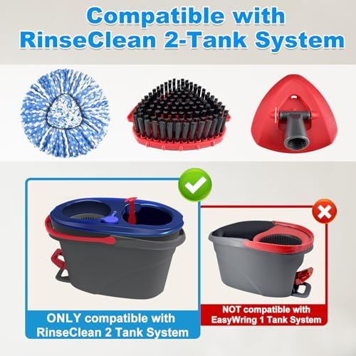 Spin Mop Handle, Replace Head, Scrub Brush Head and Base - Image 2