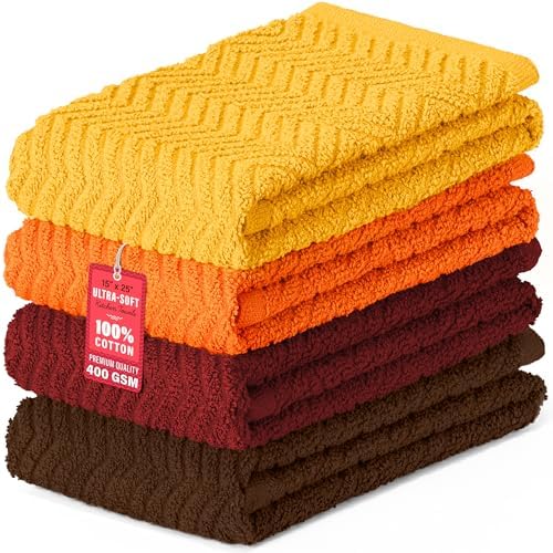DecorRack 100% Cotton Kitchen Towels 15x25 in, Rustic Set by DecorRack