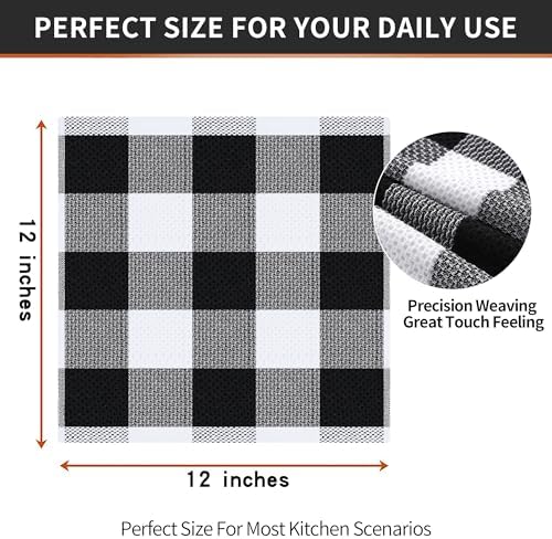 Homaxy 100% Cotton Check 8 Pack Dish Cloths - Image 5