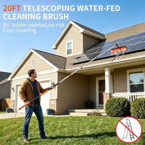 Solar Panel Cleaning Kit with 5-20ft Telescoping Pole, Water Fed Pole Window - Image 5