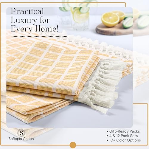 Matrix Dobby Kitchen Towels 4 Pack 100% Cotton, 16x26 Inches, Decorative Tea - Image 2
