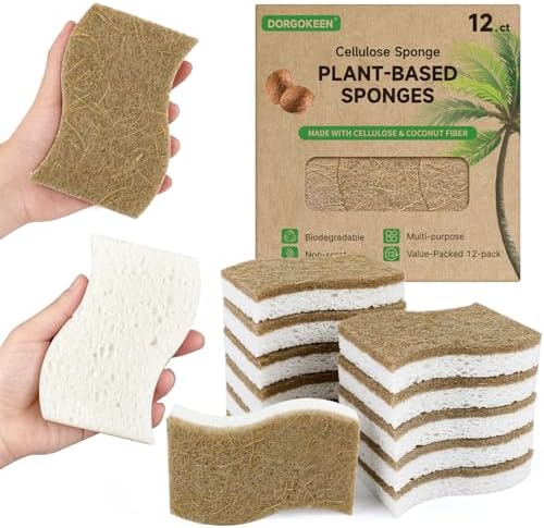 12 Pack Biodegradable Kitchen Dish Sponges, Natural Plant-Based Coconut Fiber by Unknown
