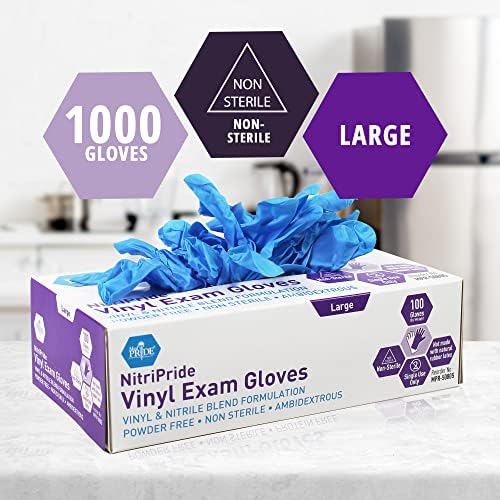 MED PRIDE Nitrile/Vinyl Blend Exam Gloves, Powder-Free, 1000-Count - Image 2