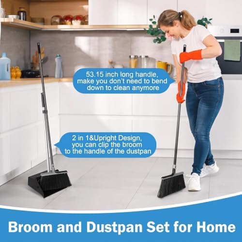 Lallisa 4 Pack Commercial Broom and Dustpan Combo Set 53.15" - Image 5