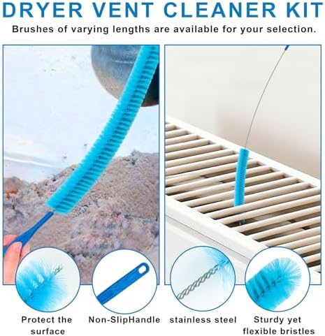 4 Pieces Dryer Vent Cleaner Kit | Vacuum Hose Lint Trap Clean Tool - Image 5
