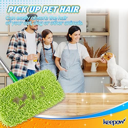 KEEPOW 2 Pack Reusable Chenille Microfiber Mop Pads Compatible - Image 4