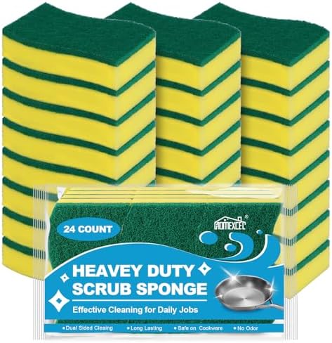 HOMEXCEL 24PK Sponges Kitchen, Heavy Duty Dish Scrubber Sponge by HOMEXCEL