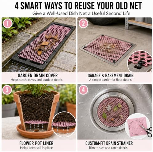 OliviaTree 5 Pack Dish Washing Net Cloths, Quick Dry Mesh Net Scourer Pads - Image 7