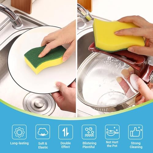 AIDEA Sponges Kitchen, 120 PK Heavy Duty Dish Sponge Kitchen, Scrub Sponges - Image 3