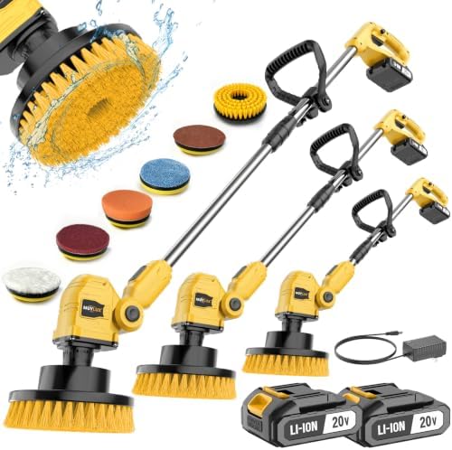 Cordless Spin Scrubber, 6 Brush Head, Floor Scrubber by MUYLUX