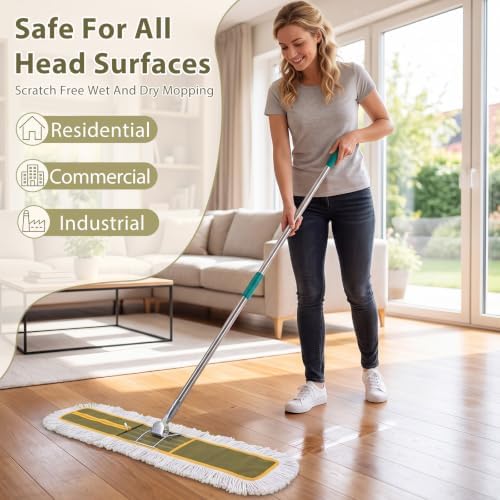 Qinyoung 4 Pack 36'' Microfiber Cotton Dust Mop Pads - Image 5
