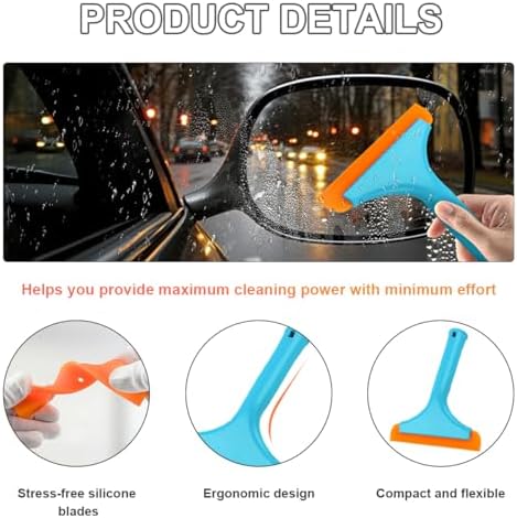 KVAEY 2 PCS Small Silicone Window Squeegee, 5.9 Inch Car Windshield Water Blade - Image 3