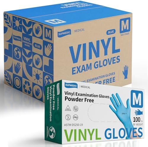 Supmedic Vinyl Medical Exam Gloves, Latex & Powder-Free Disposable by Supmedic