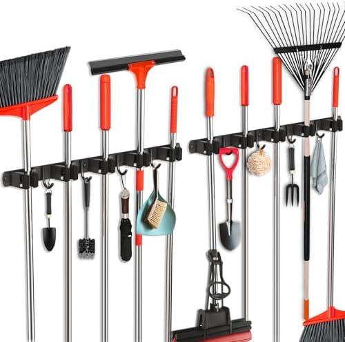 2 Pack Mop and Broom Holder Wall Mount, Upgraded Broom Hanger Wall Mount by FODARSAI