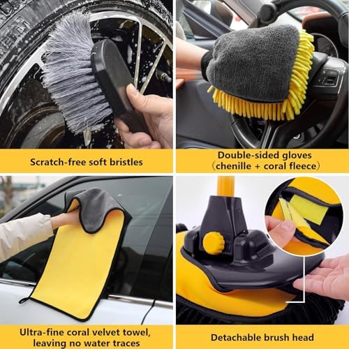 15°Curved Car Wash Brush with Long Handle, Car Wash Mop Kit - Image 4