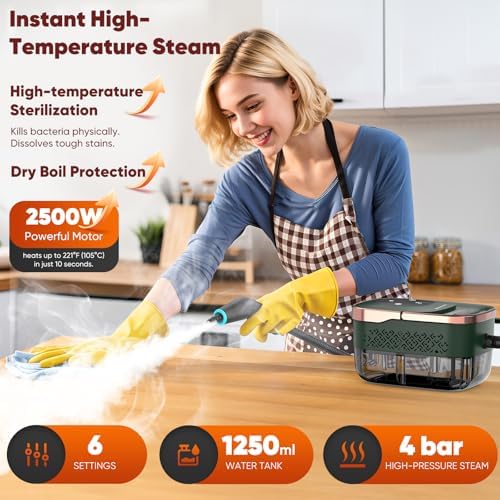 Steam Cleaner for Home, Pressurized Handheld Steamer - Image 2