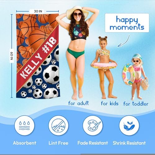 Personalized Beach Towel With Name, Custom Beach Towel with Text, Customized - Image 4