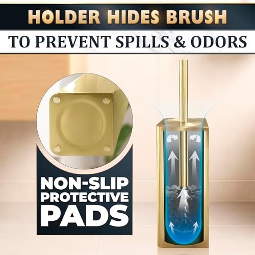 Gold Toilet Brush and Holder Set, Detachable Long Handle - Image 5