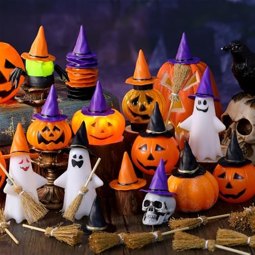 WinnerWhy 48 Pcs Mini Witch Hat Broom Set, 1.97 Inches - Image 2
