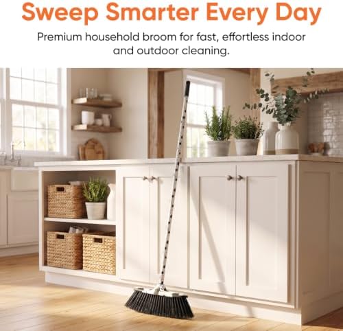 Superio Design Broom, Fancy Black and White Angle Broom, Cute Splash Design - Image 3
