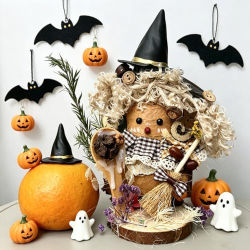 Halloween Mini Witch Hats and Straw Brooms 48Pcs Home Craft Party Decor Kit - Image 5
