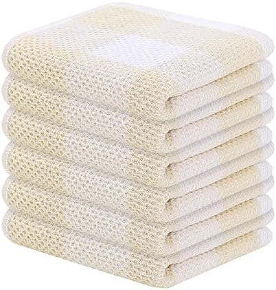 Homaxy 100% Cotton Check 6 Pack Dish Cloths by Homaxy