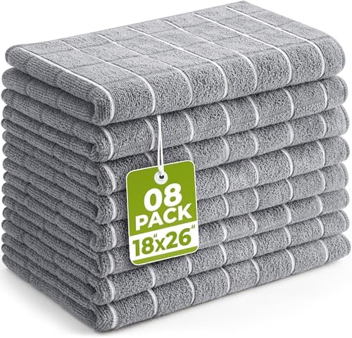 Utopia Towels Microfiber Kitchen Towels 8 Pack 18x26 Inch Grey by UTOPIATOWELS