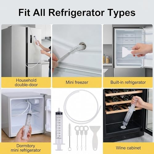 7-Piece Refrigerator Drain Cleaner Kit, 60in Flexible Brush&Hose Set - Image 3