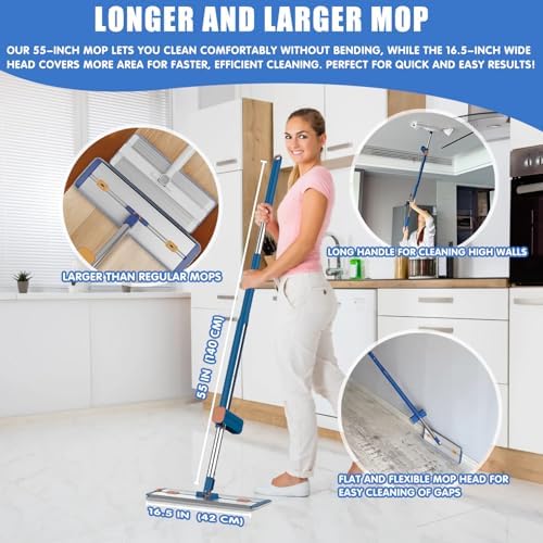 16.5" Self Wringing Flat Mop and Bucket Set - Image 3