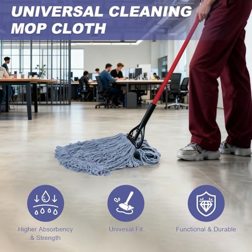 6 Pack Commercial Mop Head Replacement, Heavy Duty Reusable Mop Heads - Image 3