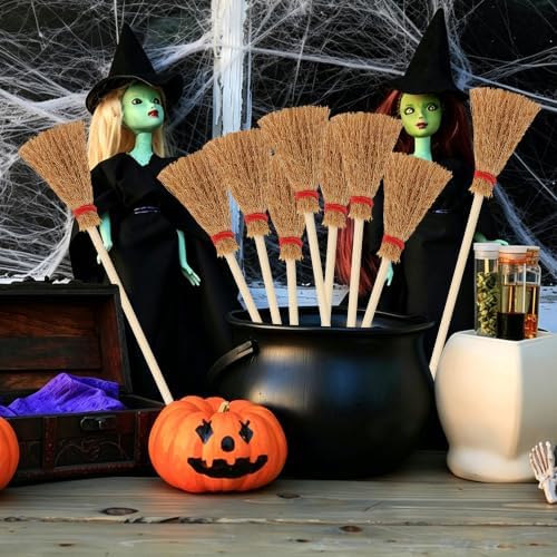 30Pcs Mini Witch Brooms Halloween Hanging Straw Broomstick Party Decor - Image 7