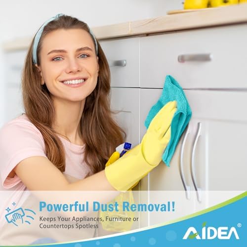 AIDEA Blue Microfiber Cleaning Cloth-12PK, Cleaning Rags 12"x 12" Absorbent - Image 4