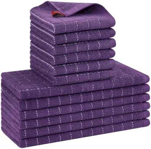 Kitinjoy 100% Cotton Kitchen Towels and Dishcloths Set by Kitinjoy