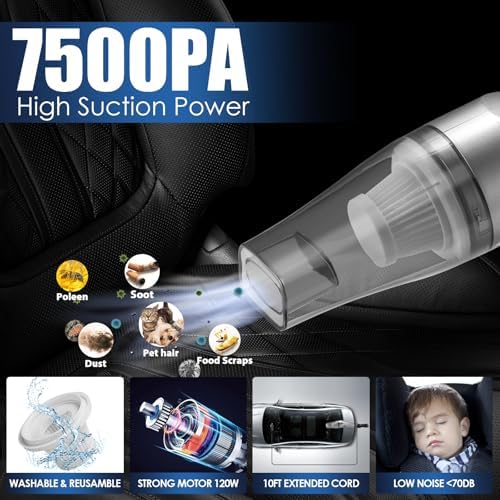 21Pcs Car Cleaning Kit with High Power Handheld Vacuum, Car Wash Mop with Long - Image 2