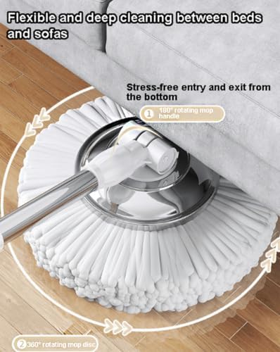 Kitchen 360 Spin Mop with Detachable Bucket, 6 Microfiber Mop Pads - Image 5